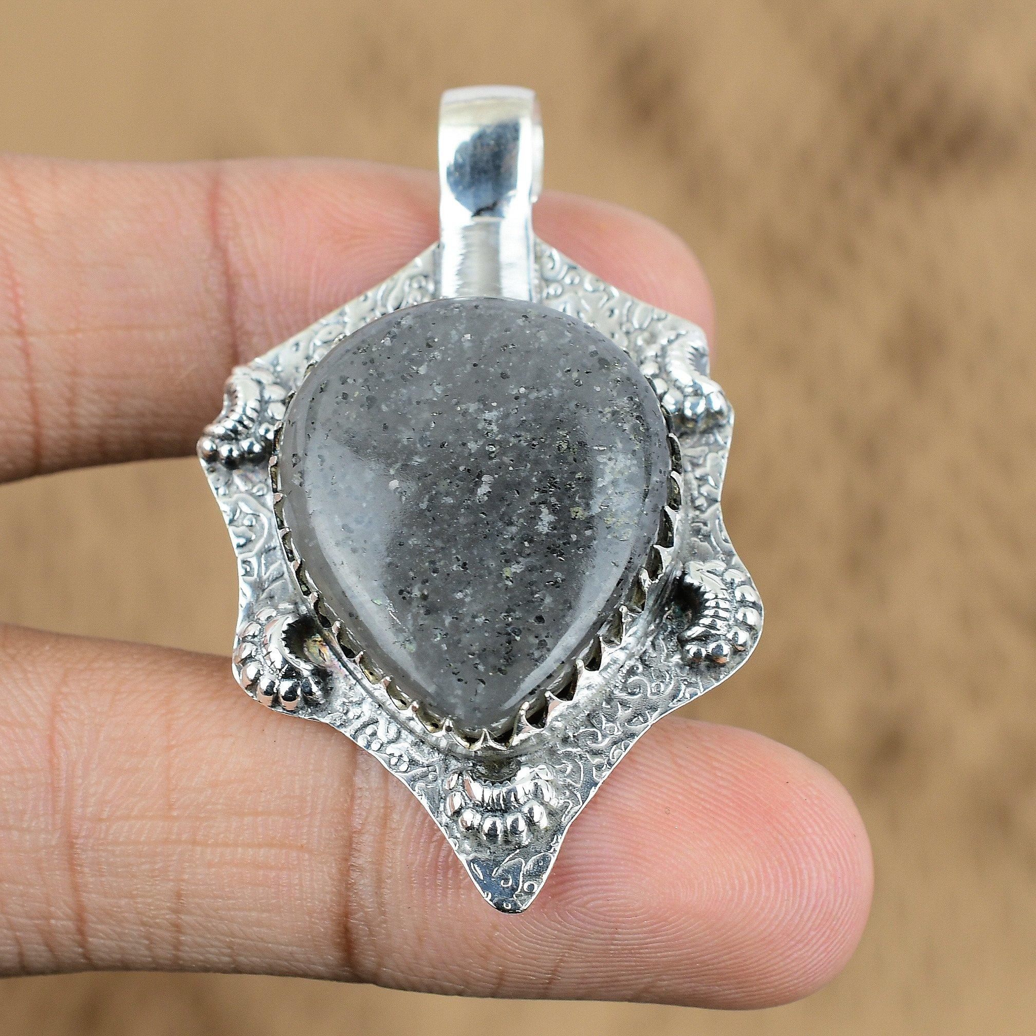 

Birthday Gift For Her Natural Black Sunstone Gemstone Pendant 925 Silver