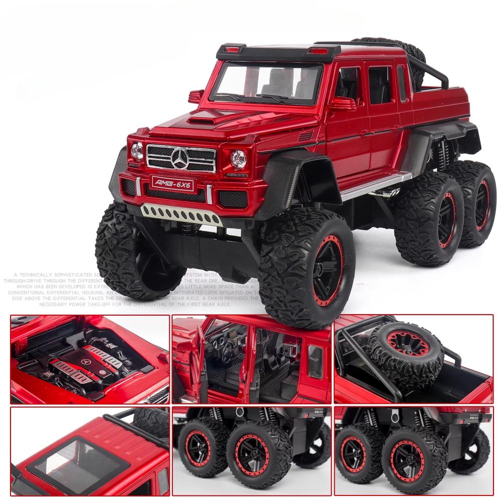 1:22 G63 6x6 Car Model Toy Alloy Diecast Sound Light Pull Back Models Shock Absorption Off-road Vehicles Models Christmas Gifts