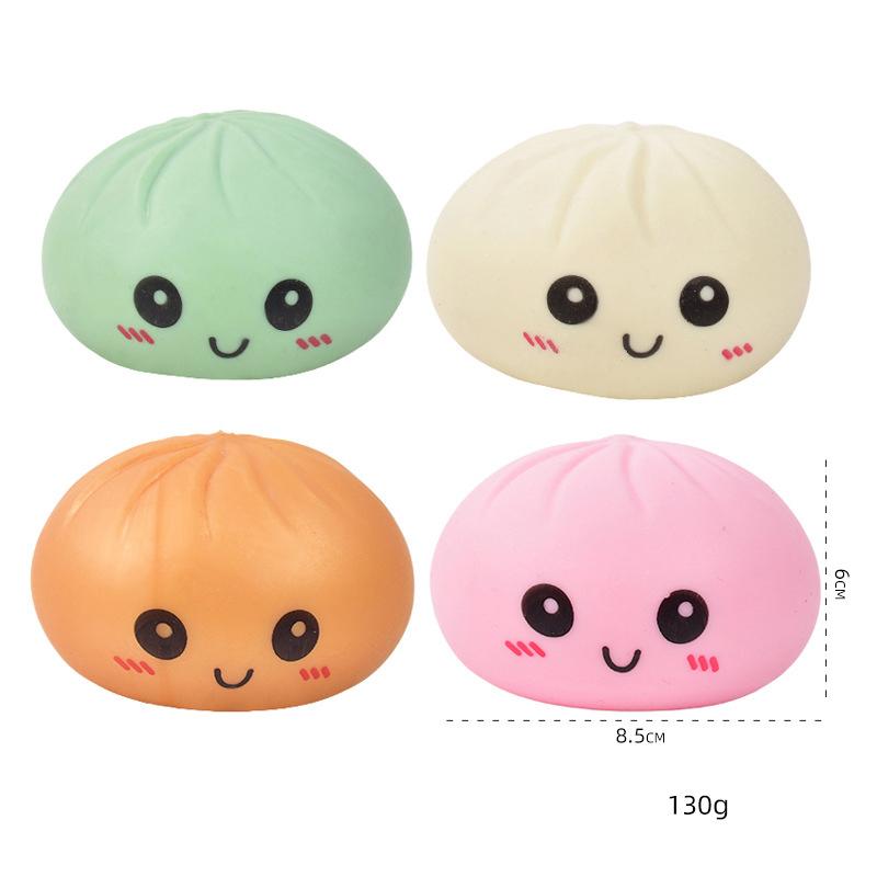 Soft Squeezable Steamed Bun Toy with Smiling Face, Slow Rising Anti-Anxiety EDC Fidget Toy