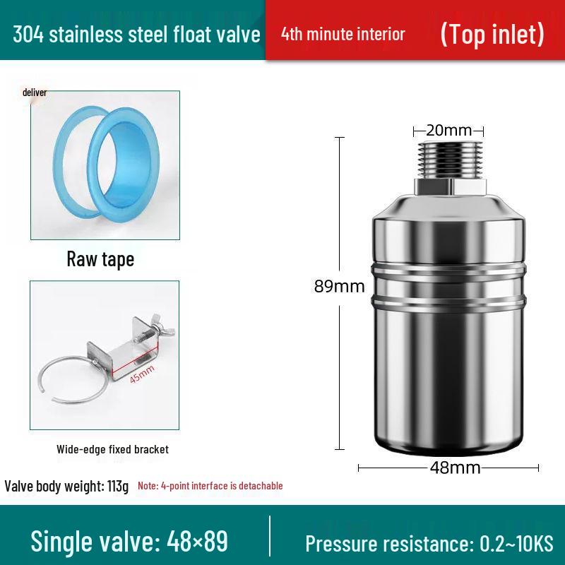 304 Stainless Steel Auto-Stop Water Float Valve for Tank Level Control