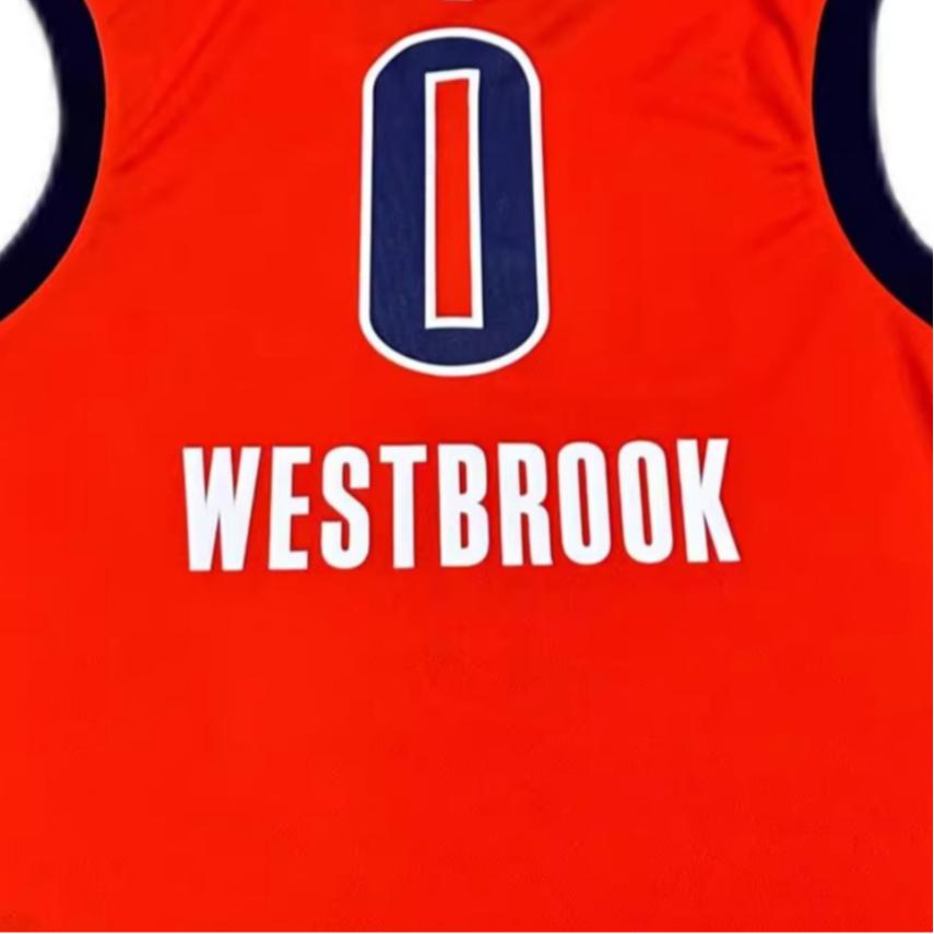 Adidas X NBA Zusammenarbeit Oklahoma City Thunder Russell Westbrook 0 V-Ausschnitt Mode Weich Ärmellos Basketballtrikot Unisex Trikot 7818A-3KM-AEB1071