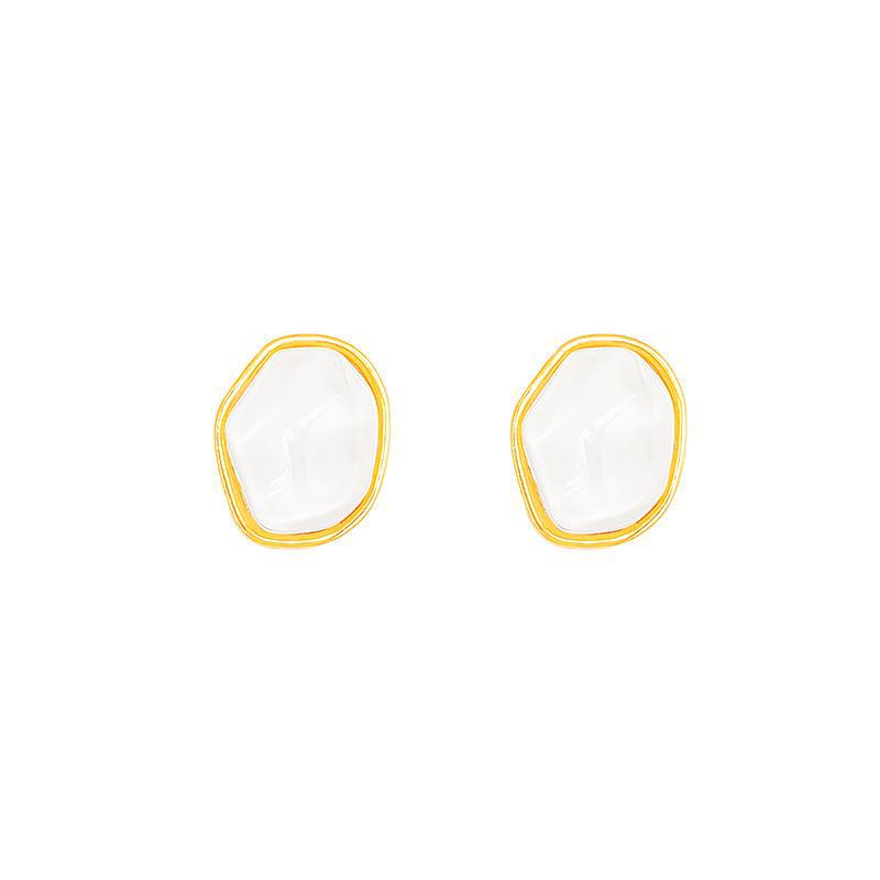 Korean Style Irregular Geometric Earrings for Women - High-End Water Ripple Design