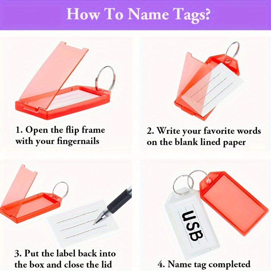12/36Pcs Writable Keychain Tags Reusable Name Identification Tags Plastic Key Tags with Blank Paper Keys Travel Accessories