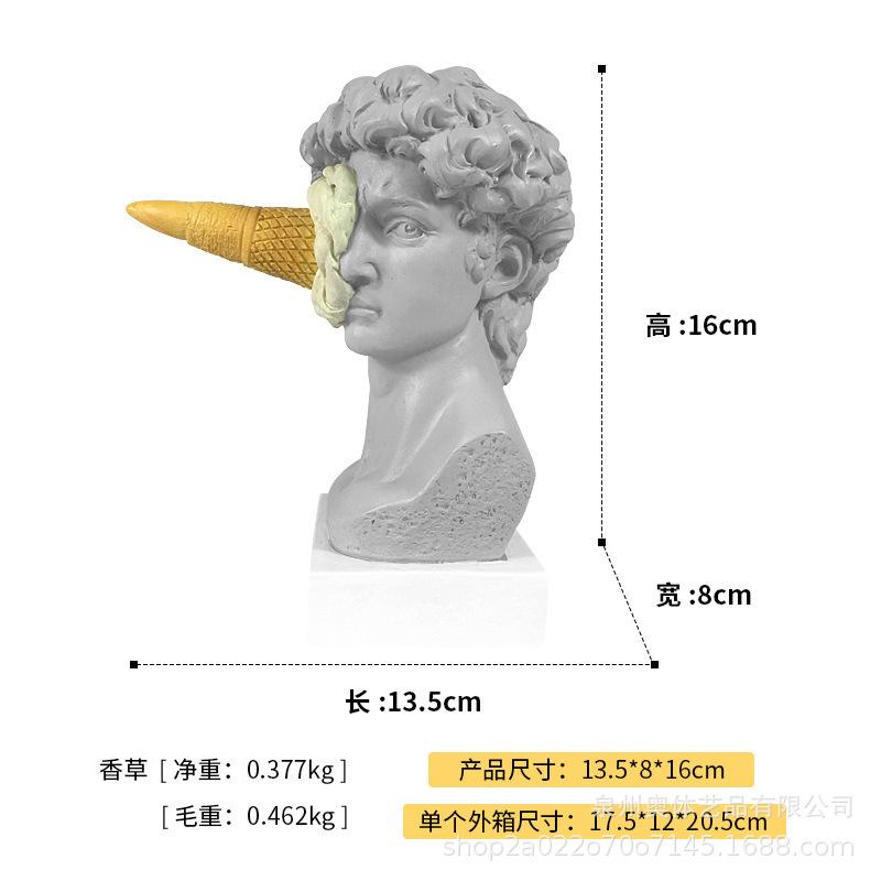 1Pc Whimsical David Sculpture With Ice Cream Cone Modern European Style Art Figurine For Home Living Room Desktop Decoration