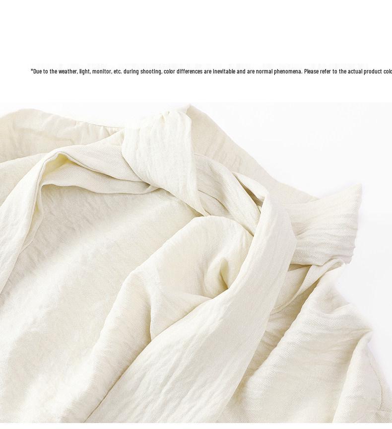 Damen Off-White Slim-Fit Langarmhemd mit fließendem Kragen - Vielseitiges Design für Herbst/Winter 2025