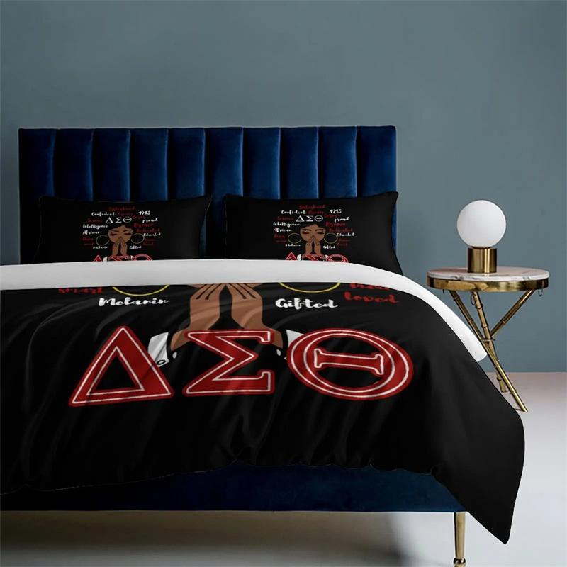 Delta Sorority Sigma Theta DST Bedding Set Twin Queen Size Duvet Cover Pillowcase for Boys Girls Kids Adult Home