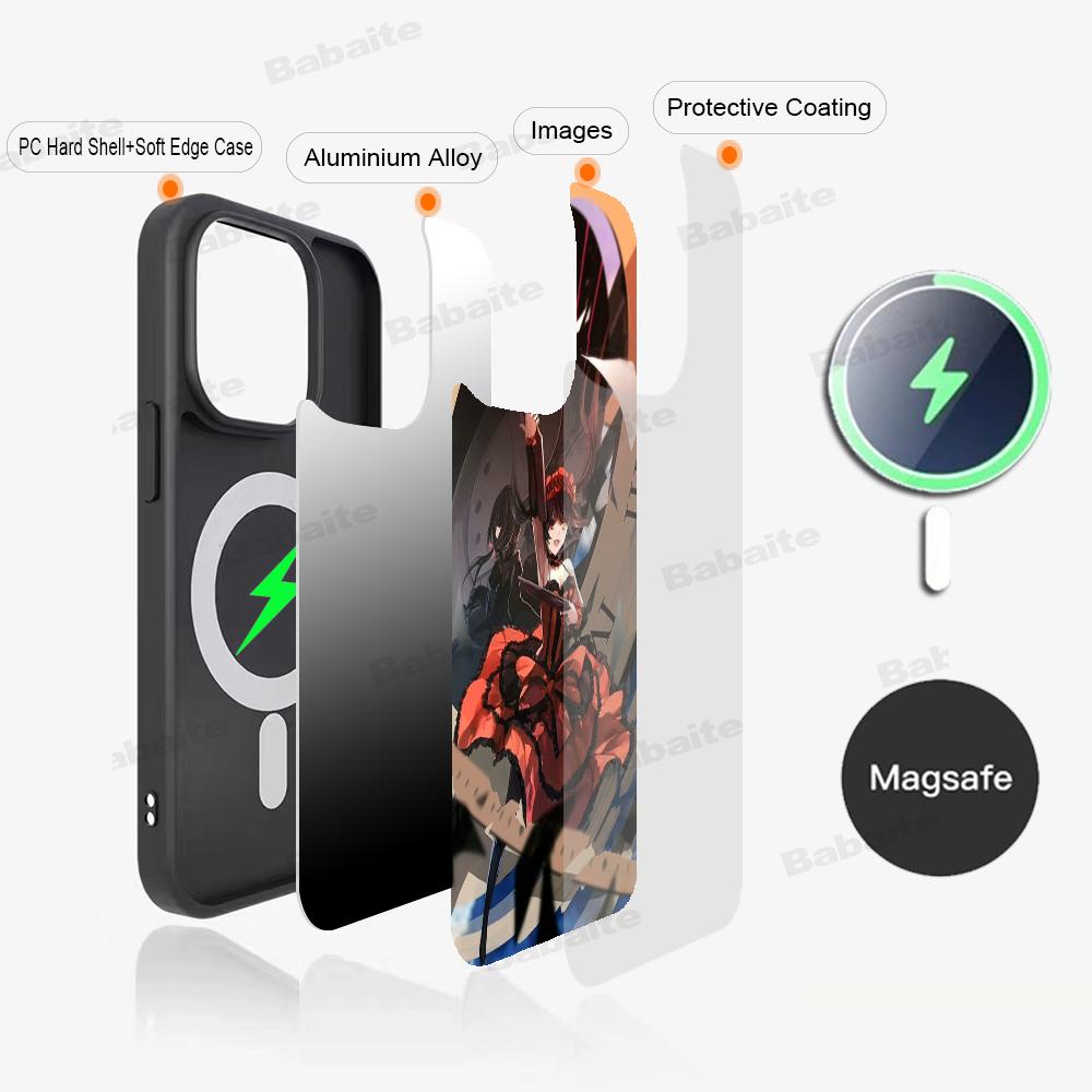 Cartoon K-Kurumi T-Tokisaki Phone Case Magnetic Case For IPhone 16 14 13 12 11 15 Pro Max Plus For Magsafe Wireless Charge Cover