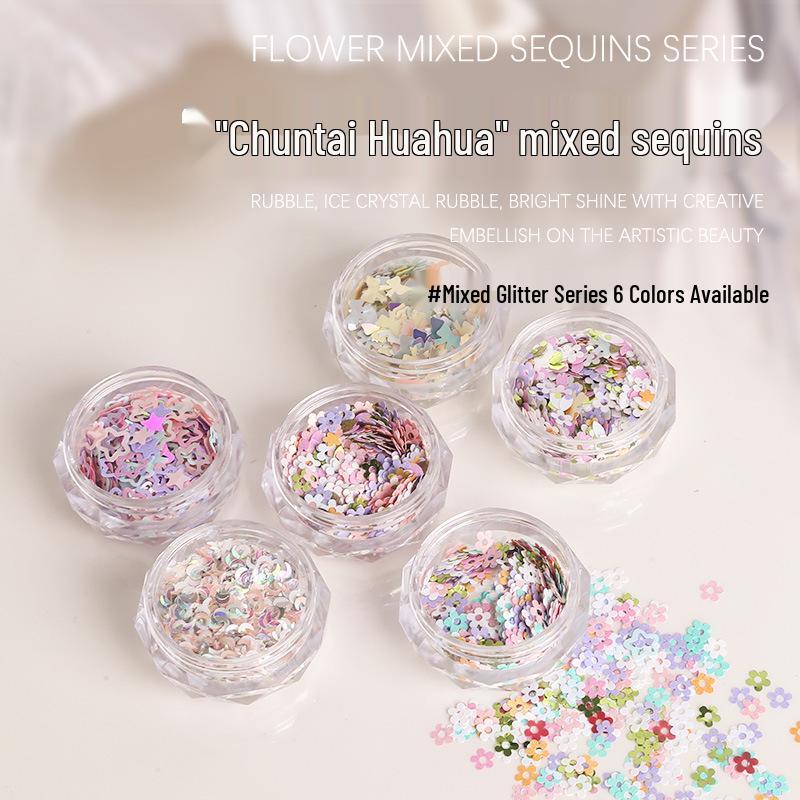 

Nail Art Glitter Mix: Bows, Flowers, Stars, Moons, and Fairy Sequins