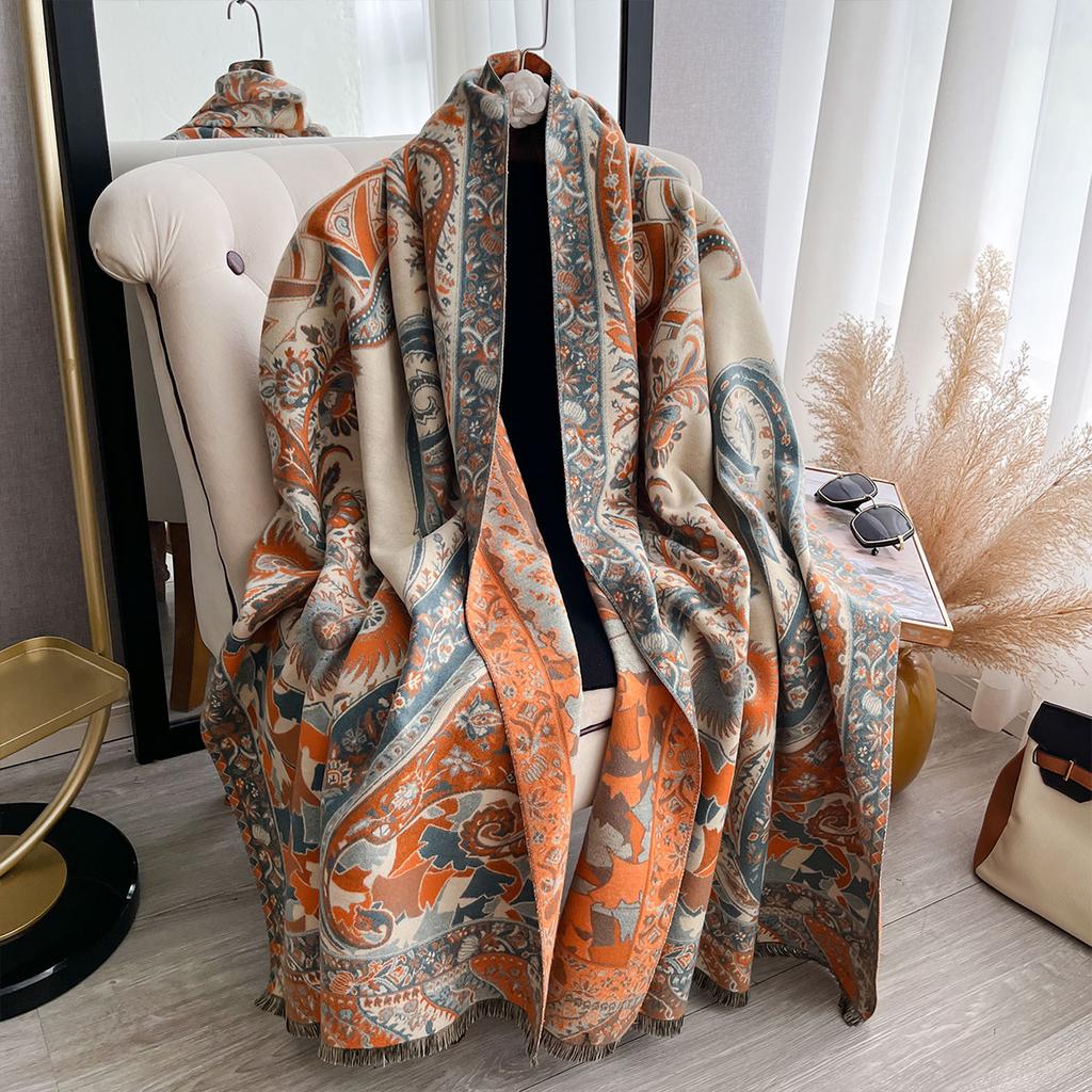 Winter Imitation Cashmere Scarf Women Design Outdoor Warm Pashmina Blanket Scarves Female Shawl Wraps Thick Foulard Bufanda