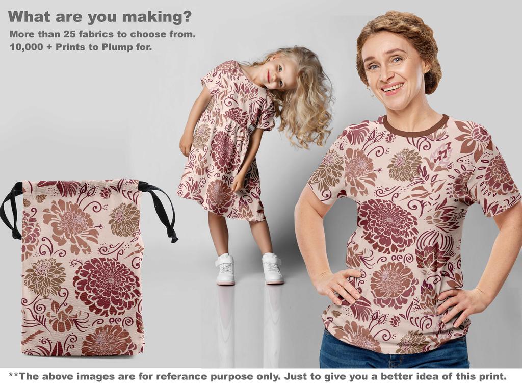 oneOone Cotton Flex Braun Stoff Asiatisch Chinesisch Blumen Kleid Material Stoff Druck Stoff Meterware 40 Zoll