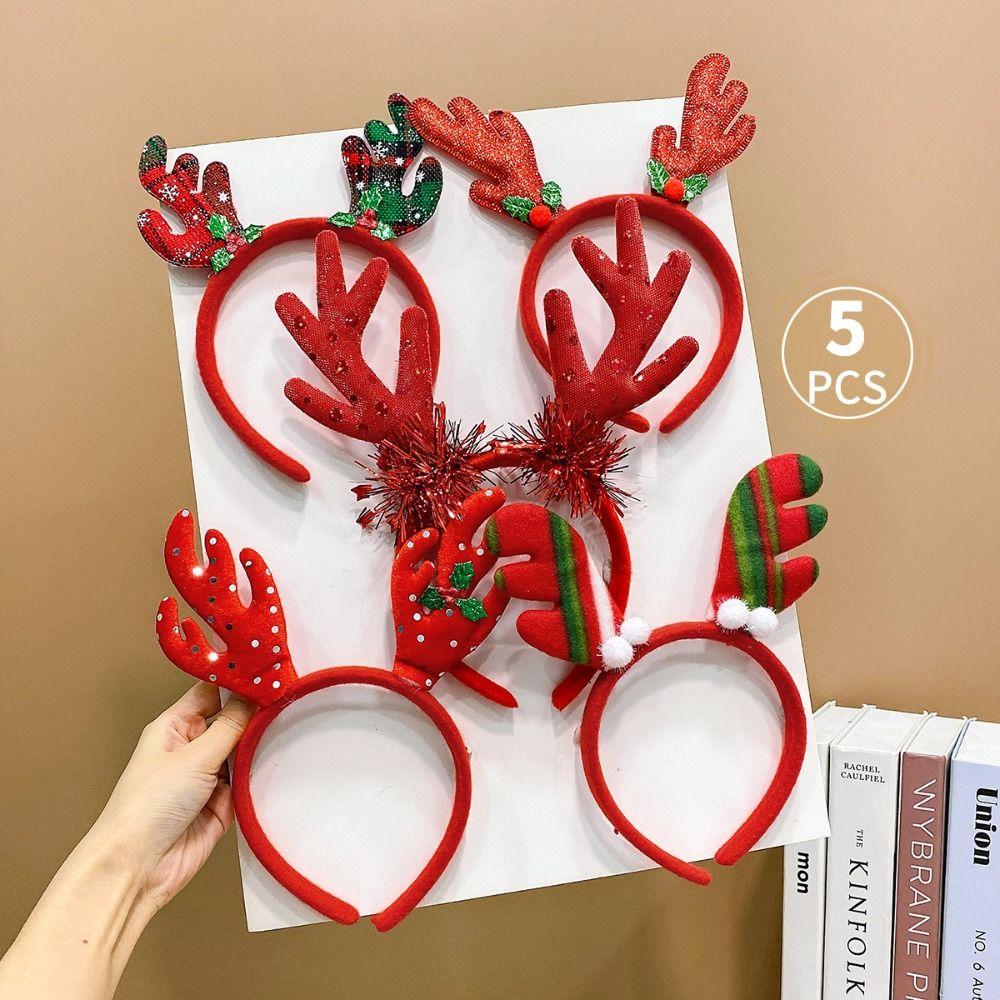 5PCS Santa's Hat Christmas Hair Hoop Snowman New Year Hairband Cute 2025 Headband  Prom Props