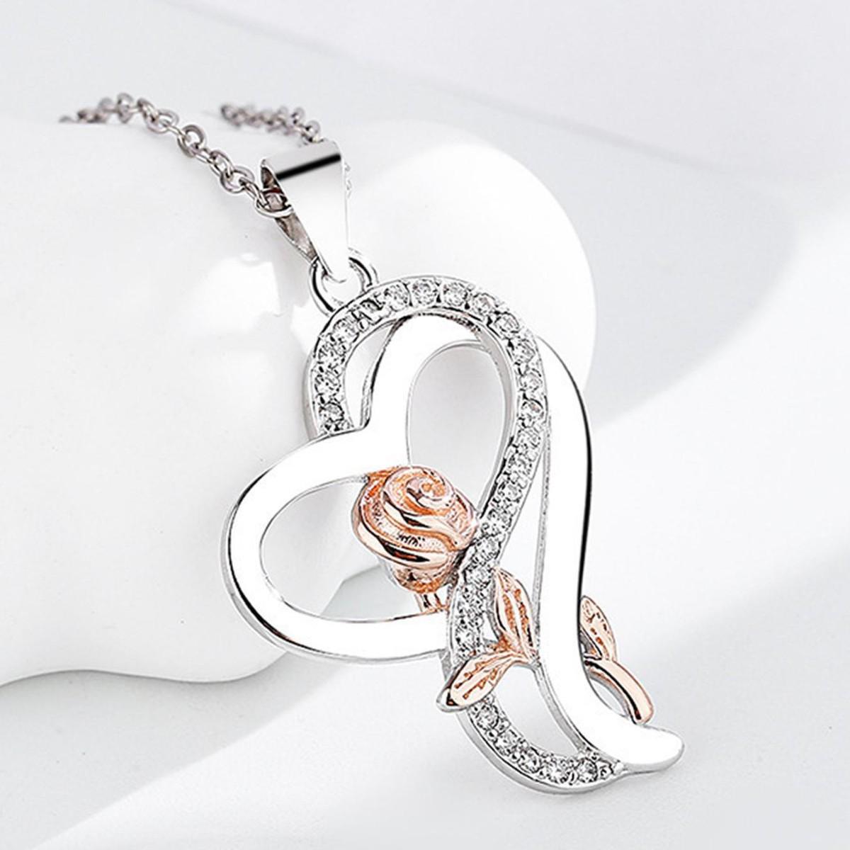 Cross Hot Selling Mother and Child Double Heart Rose Pendant Copper