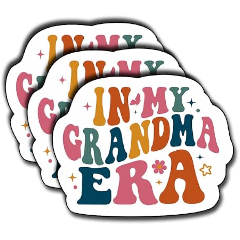 

Gifts for Grandma in My Grandma Era Sticker Decoration for Books Laptops Phones Waterproof Vinyl for Water Bottle Pretty 3 inch 3pcs