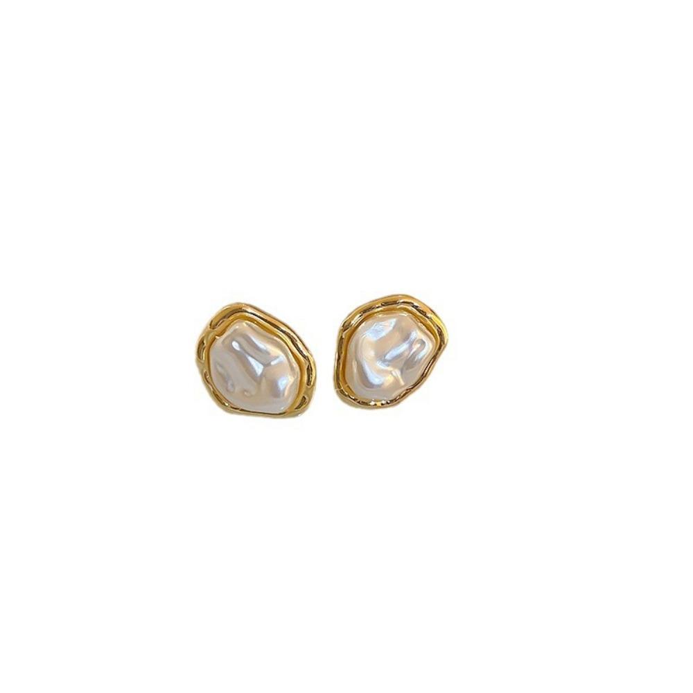 Silver Needle Retro Flower Pearl Earrings French Niche Stud Earrings Light Luxury High-end Earrings Women