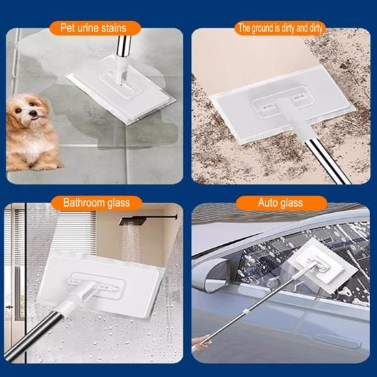 Snap Grip Mini Mop Zero Touch Cloth Change Lazy Mop Long Handle Flat Mop Locking Head with Sweeping Cloth for Wet And Dry Use Home Bathroom Cleaning