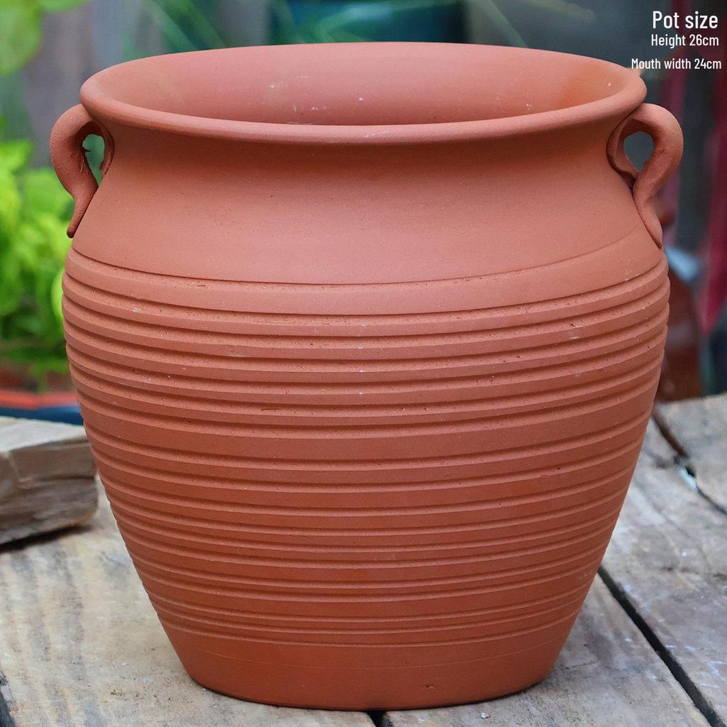 Retro Handmade Large Ceramic Flower Pot for Succulents and Green Plants, Ideal for Home and Landscaping Use