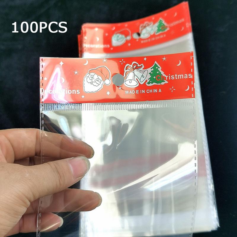 

WTEMPO Christmas Decorations Packaging Bags Transparent Opp Self-adhesive Bags Christmas Element Card Head Bags Festive Party Mini Gift Bags 21*21cm*100pcs красный