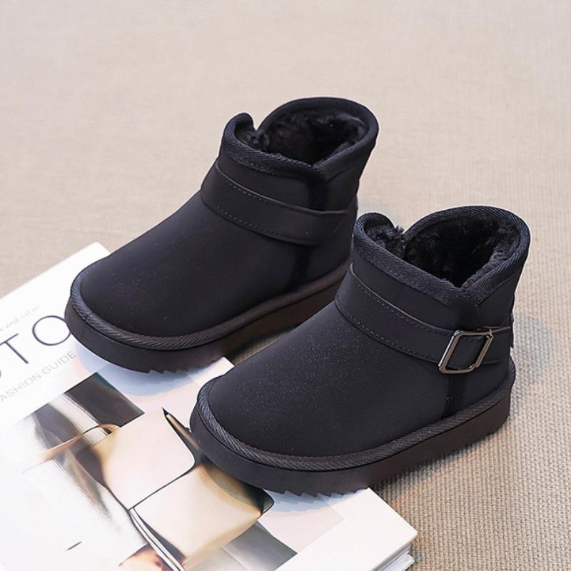 Kış Çocuk Polar Astarlı Kalınlaştırılmış Kar Botları Kaymaz Yumuşak Tabanlı Sıcak Kolay Giyilen Pamuklu Ayakkabılar
