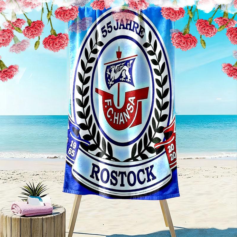 FC Hansa Print Strandtuch, Großes Weiches Schnelltrocknendes Handtuch für Strand Camping Schwimmen