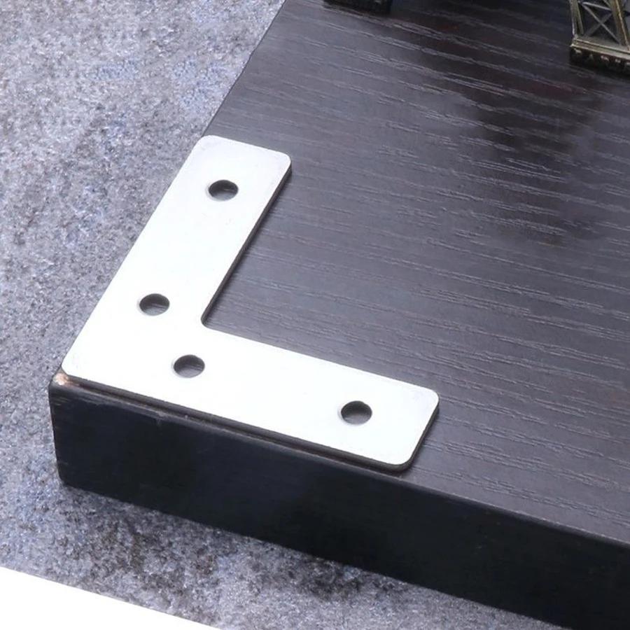 Black and silver T/L 1.96in stainless steel corner codes, shape corner brackets, brackets, wardrobe fixing connectors for shelve