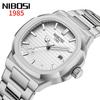 NIBOSI Stainless Metal Wach for Men Men's Watch, Stylish, Business, Steel, Wristwatch, Gentleman, Waterproof, Analog, Band, Casual, Date, Fluorescent,
