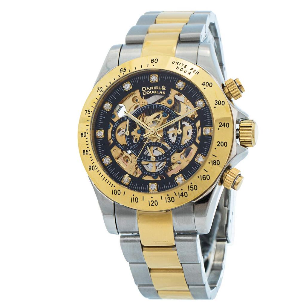 DANIEL DOUGLAS Automatic Silver and Gold & Men's Watch, (DD8802-GPBK3)
