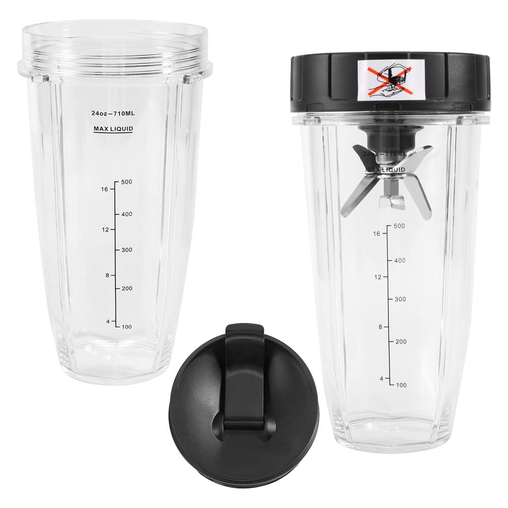 For Ninja Replacement Parts 7 Fins Extractor Blades and 24OZ Ninja Blender Cup with Sealing Lid,for Nutri Ninja Auto IQ