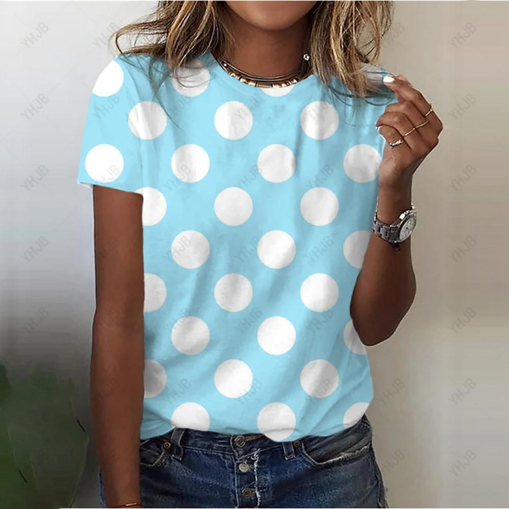 Damen T-Shirts mit Punktdruck, kurzärmelig, 90er-Jahre-Trend, Damen-Print, Grafik-T-Shirt, Damen