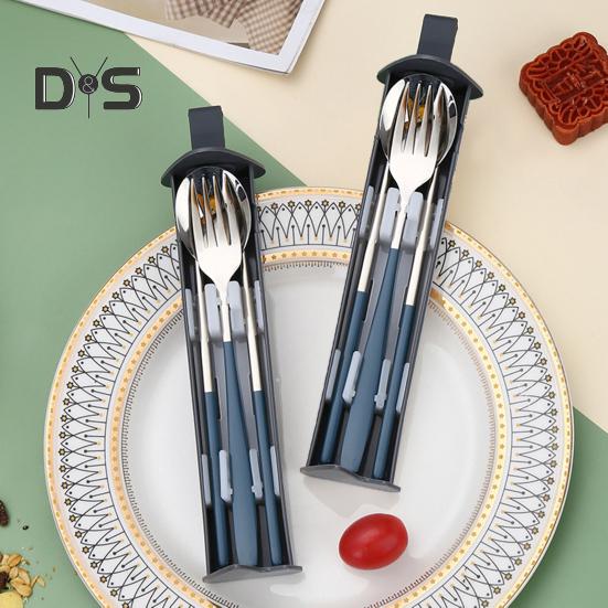 Travel Utensil Set Stainless Steel Fork And Spoon with Case Portable Tableware Set Smooth Edge Flatware Set for Office School Camping