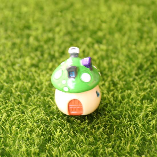 Mini houbový dům Figurka Miniaturní doplňky pro pohádkovou zahradu Malá pryskyřičná chaloupka Soška pro DIY Terárium Mechový krajinný květináč Bonsaj Dekorace
