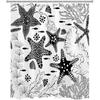 EOBTAIN Black and White Nautical Shower Curtain for Bathroom Summer Starfish and Seaweed Abstract Underwater Fabric Shower Curtain with 10 Hooks