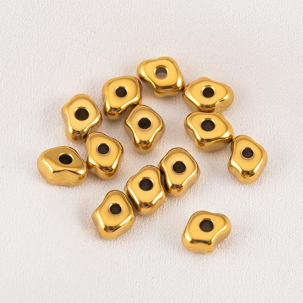 5pcs Color Retention Irregular 304 Stainless Steel Gold Color Beads For DIY Bracelets Necklaces Accessories Loose Bead Materials