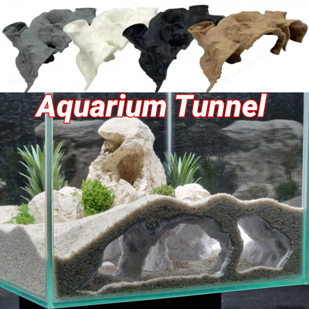 Aquarium Decoration 3D Printed Natural Curve Under Tunnel Cave Fish Tank Accessories Fish Hideout Aquarium Decor Hiding House