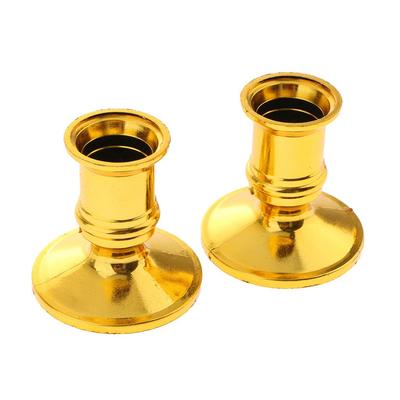 Traditional Electronic Candle Holder Brass Plated Pillar Base for Tabletop Wedding Party Decor
