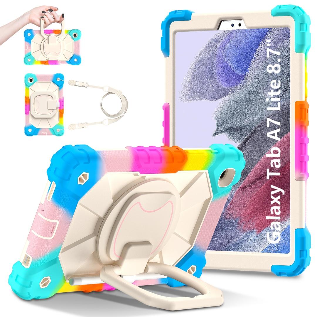 

Для Samsung Galaxy Tab A7 Lite/SM-T220/SM-T225. Вращающаяся на 360° рукоятка, прочная защитная подставка TPU+PC 3 в 1, противоударный чехол для планшета и ПК Samsung Tab A7 Lite