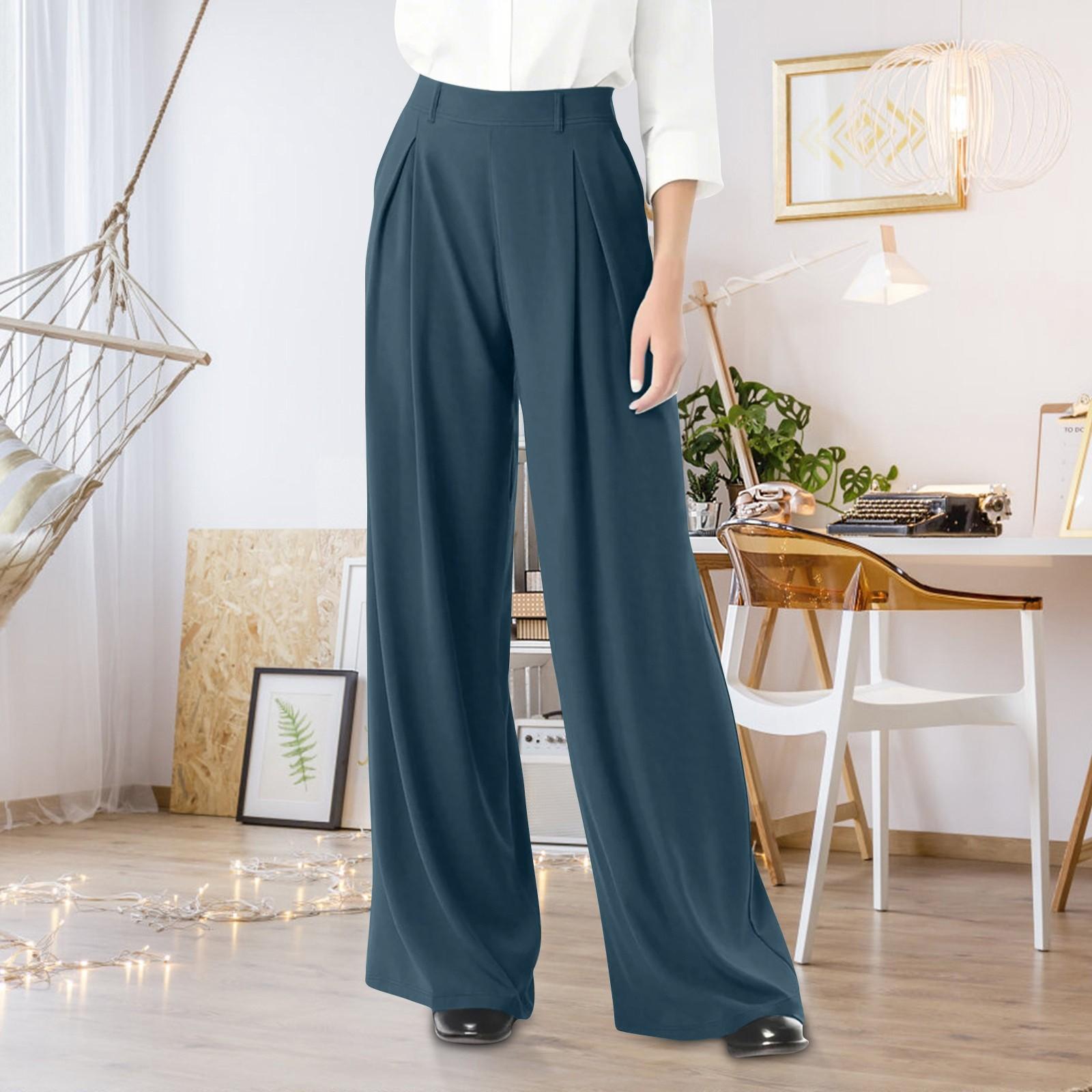 

Женские модные драпированные брюки с высокой талией и широкими штанинами, универсальные повседневные формальные брюки XL