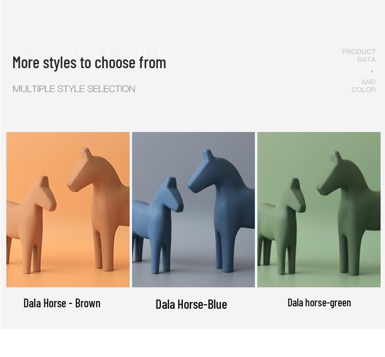 Adorno de Caballo de Madera Estilo Nórdico Morandi para Decoración de Hogar, Oficina o Sala de Estar