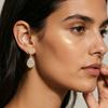 Nidin Elegant Water-drop Cubic Zirconia Drop Earrings For Women Light Luxury Round Halo Crystal Bridal Wedding Jewelry Gifts