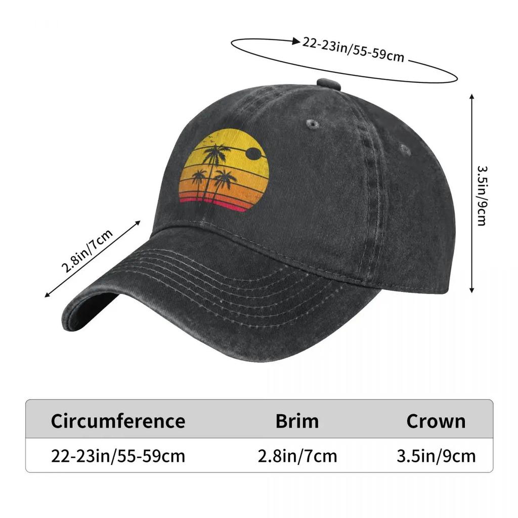 Retro Vintage Sunset Coco Palm Tree Tropical Beach Gift Baseball Cap Trucker Cap Dropshipping Men'S Hats Women'S