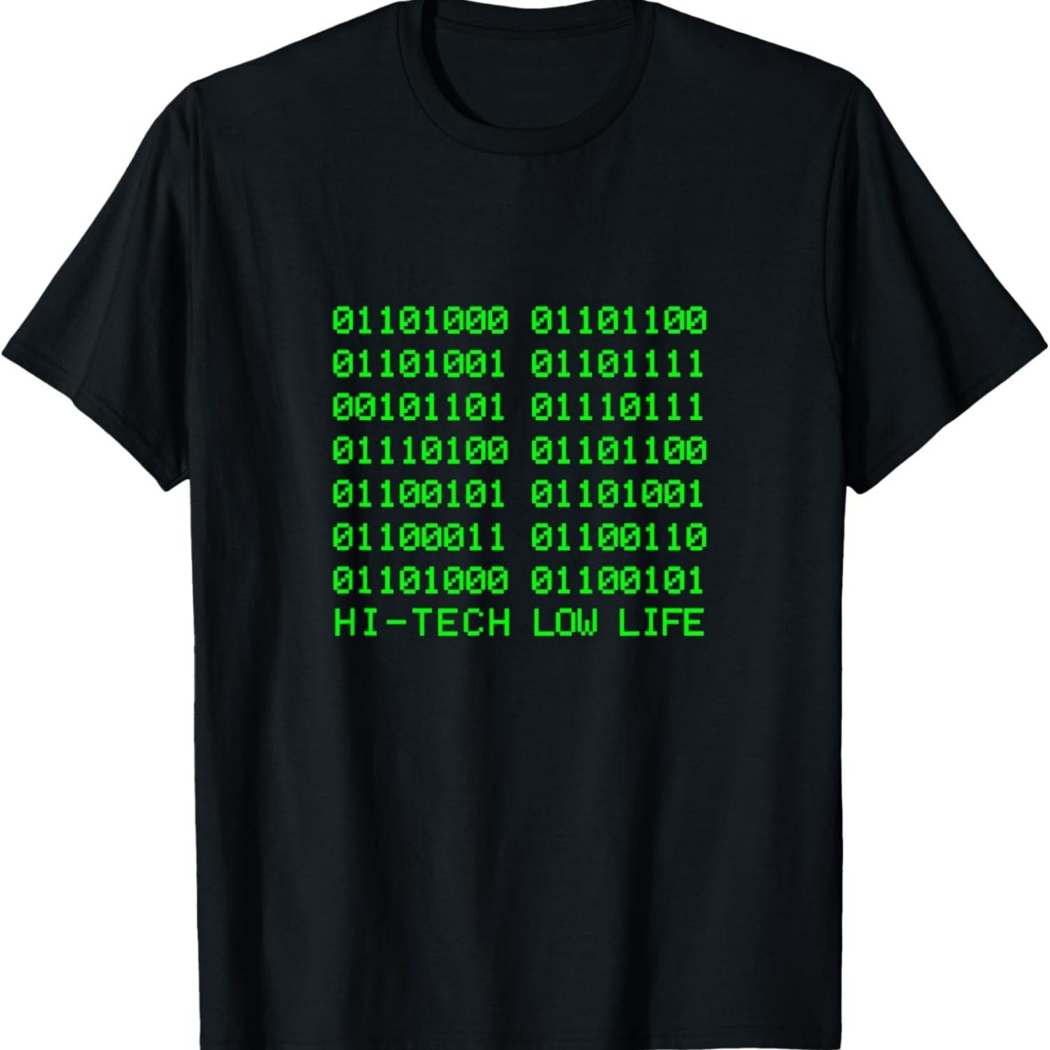 Third Culture_ Cyberpunk Binary Code Hi-Tech Low Life T-Shirt S