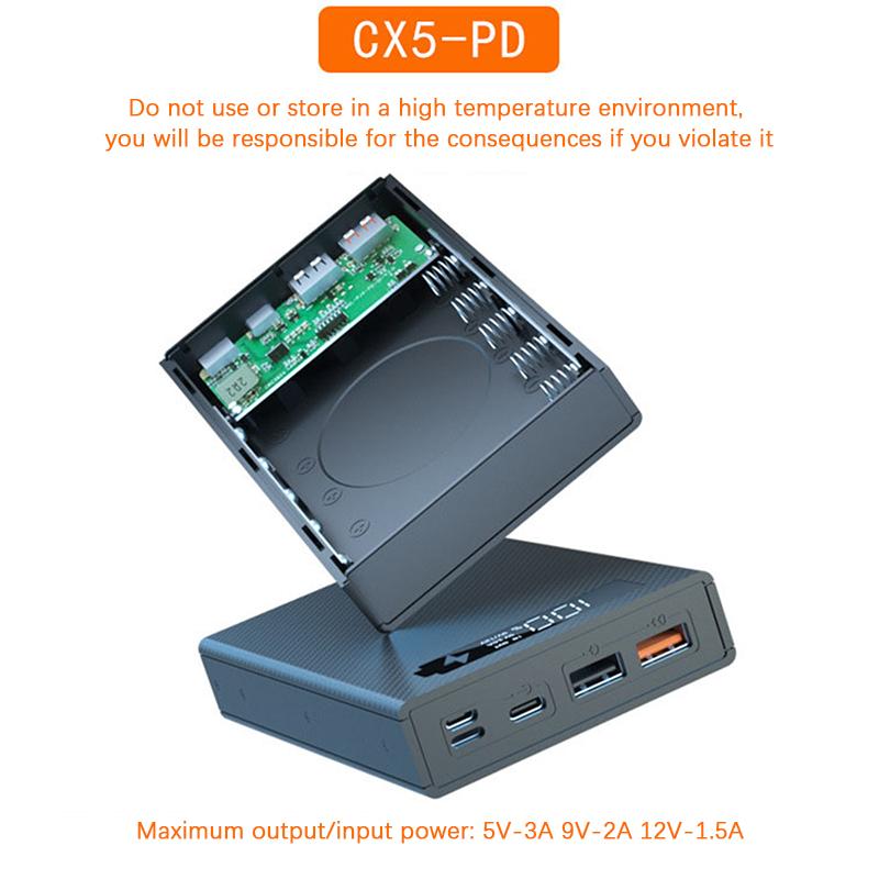 Diy Detachable Mobile Power Shell 5*18650 Power Bank Case Wireless Charger Shell