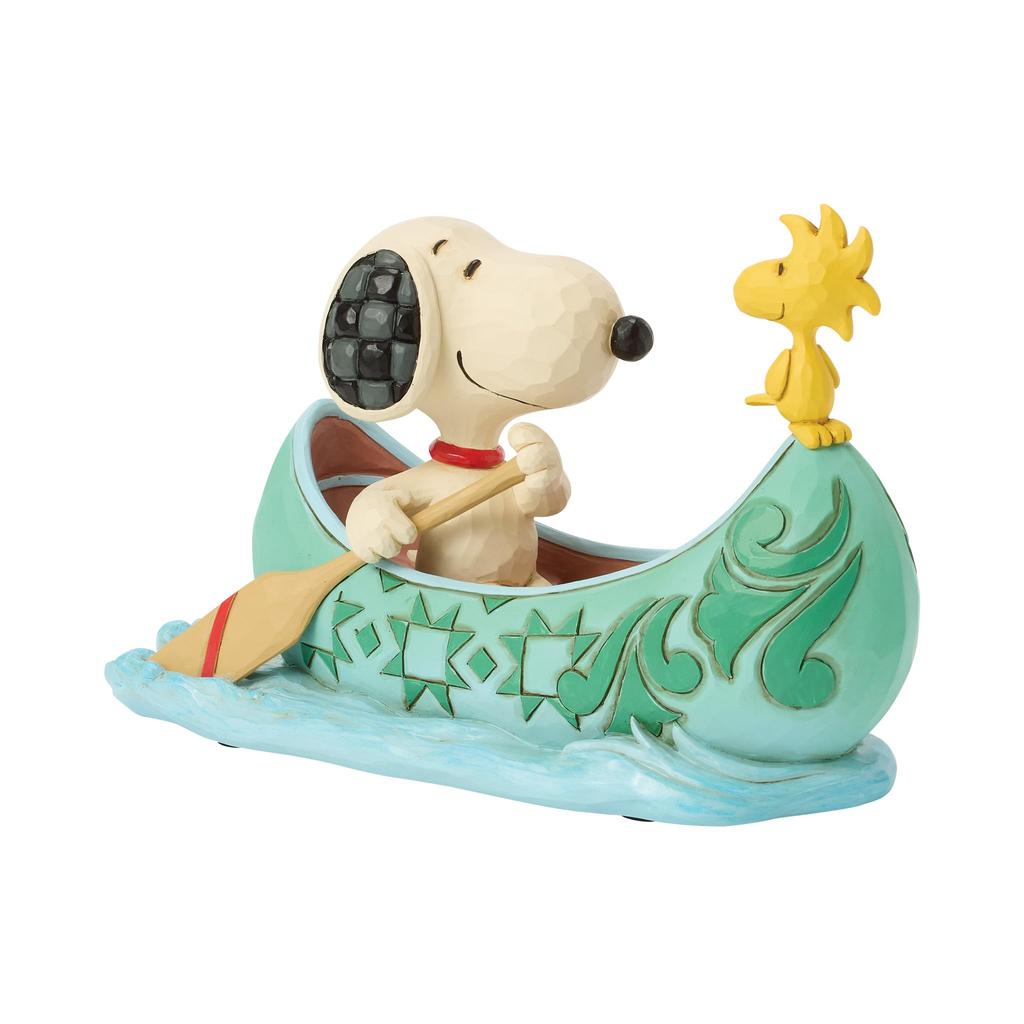 JIM SHORE Snoopy Woodstock In Canoe 6017869 &