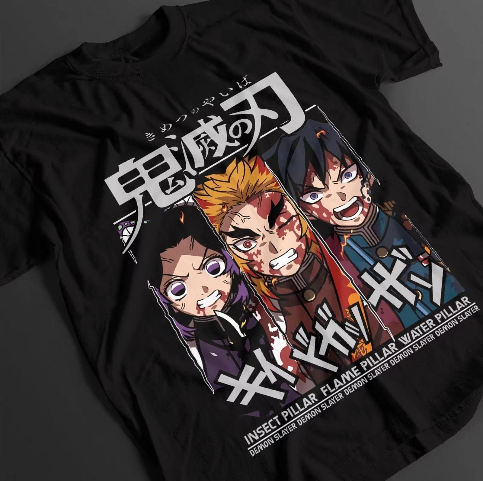 Demon Slayer Shirt Tanjiro TShirt Zenitsu KNY Nezuko Inosuke Akaza Muzan Tee Summer Unisexs and Womens Breathable Tshirt Top 4XL