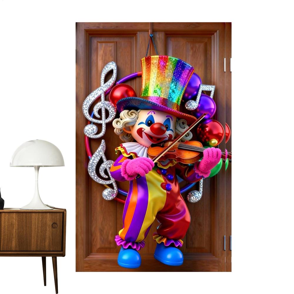 Carnival Door Banner 35.4x70.8 Inches Cartoon Holiday Backdrop Front Door Banner For Storefront Entrance Party Apartment School