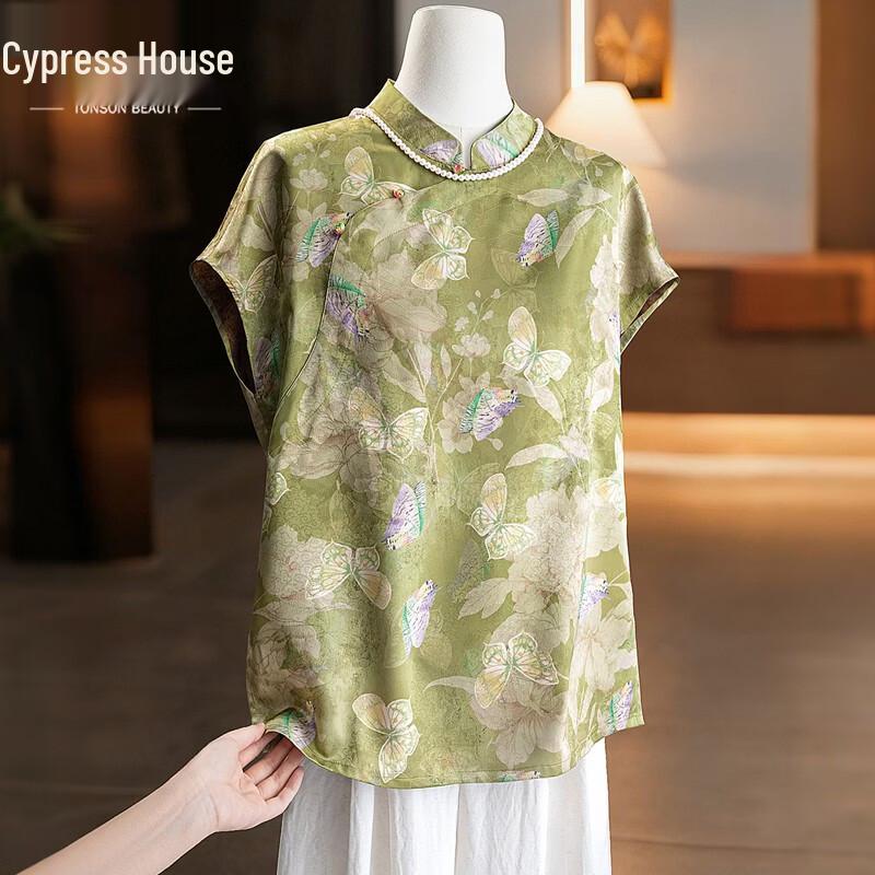 Women s New Chinese Style Printed Stand Collar Blouse M