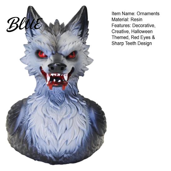 Dark Style Resin Desktop Decor 3D Printed Wolf Duck Collectible Figurine Halloween Striking Wildlife Desk Decor Creepy Gothic Party Booth