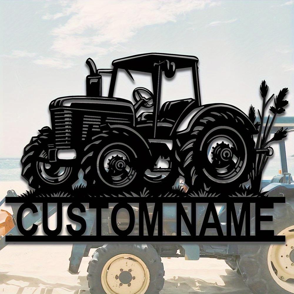 Vintage Tractor Metal Wall Sign Family Name Custom Decor Matte Finish