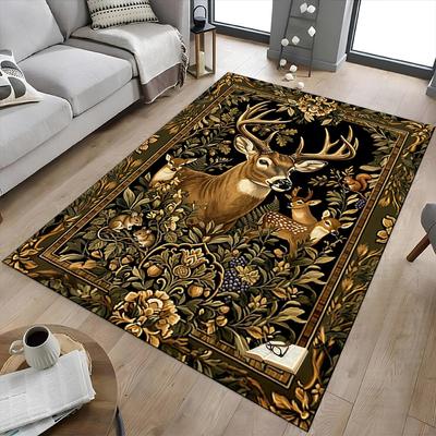 1 Stück Hirschfamilie Extra Groß Rutschfester Boden Teppich, Büro, Familie, Schlafzimmer, Studio - Großer Bereich Teppich, Langlebiges Material - K0383