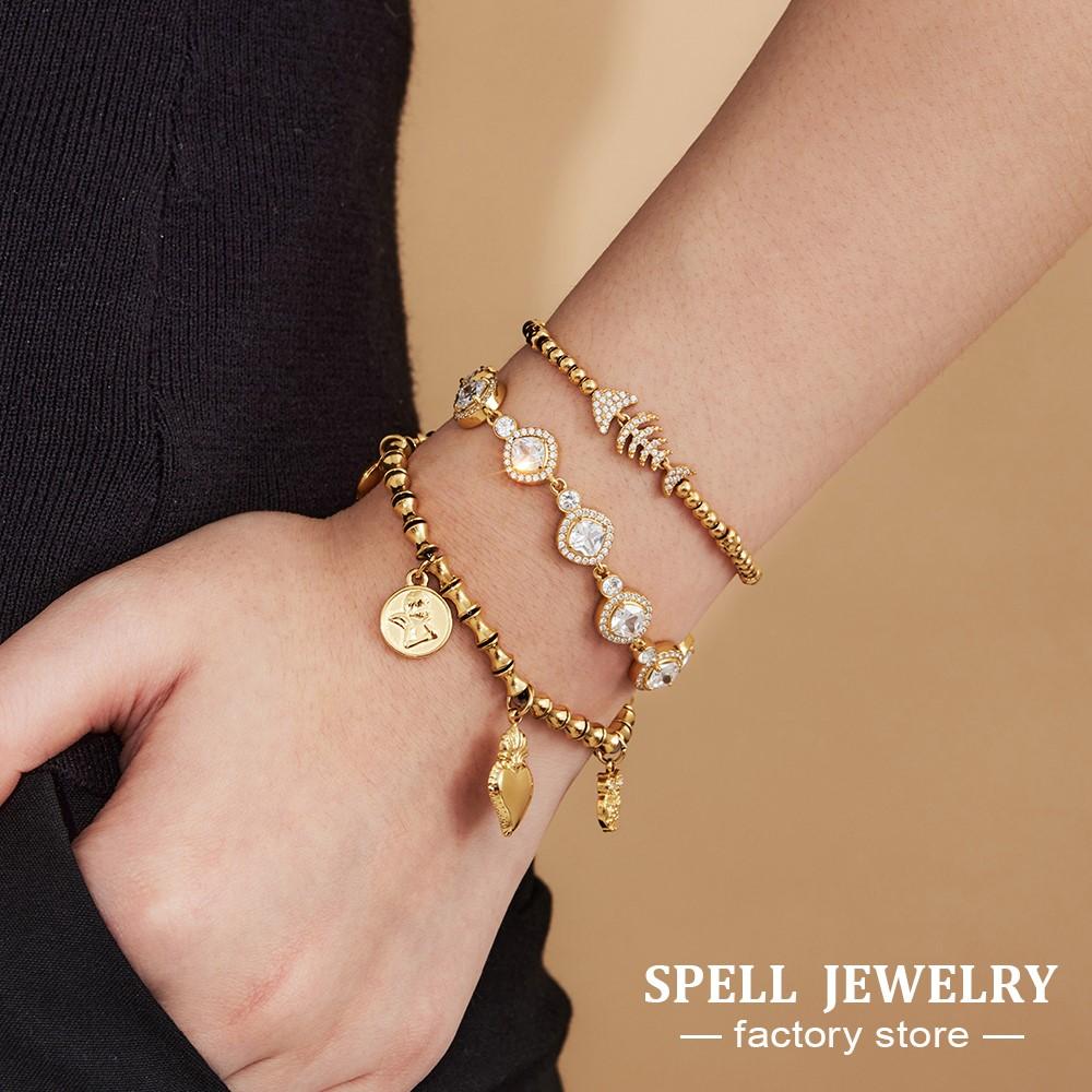 3 Models Chain Bracelets In Stainless Steel With Zircon 18k Gold Plated Waterproof Non Tarnish Trendy Charm Bracelet For Women