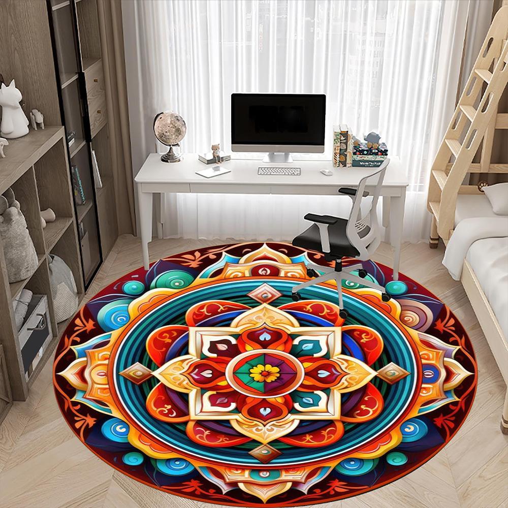 1pc Mandala Artwork Chair Carpet for Office, Non-slip, Soft and Durable Office Rug for Decoration, Perfect for Office Yy251229156